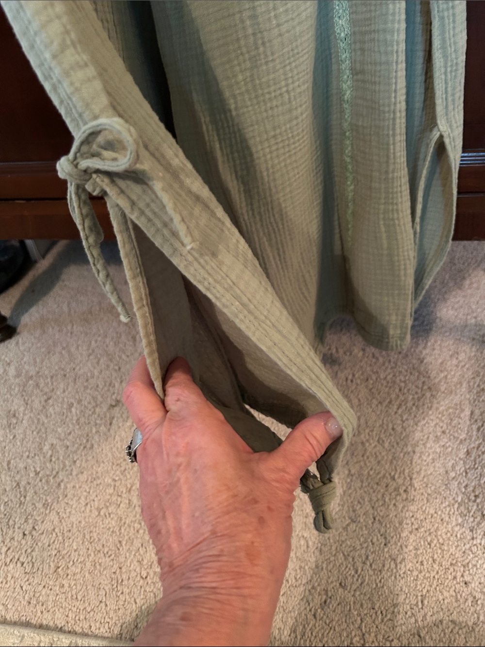 Relaxed Drawstring womens Pants in Sage Green - Picture 6 of 8